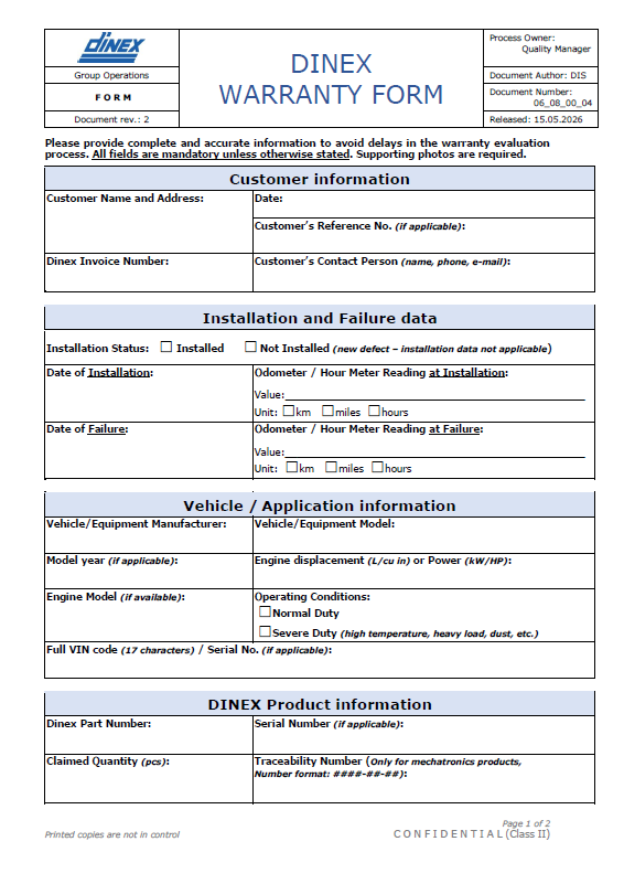Warranty Form (Global)